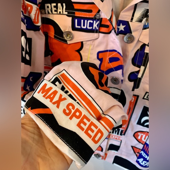 LOVE MOSCHINO Racing, All Over Print, Multicolored Bold Moto Style Fun Jacket,10 - Picture 8 of 14